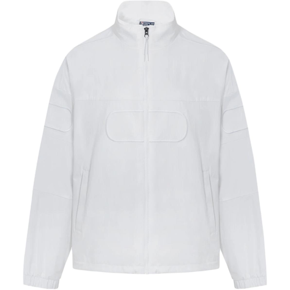 FILA Solid Color Zip-Up Jacket, Unisex White High Neck Long Sleeve FS2JKH2391X-WHI
