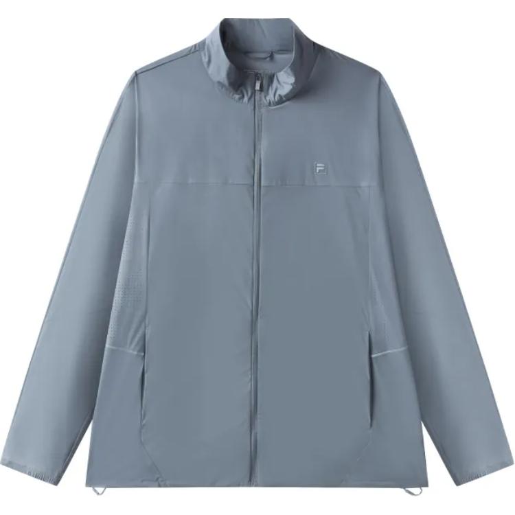 FILA Solid Color Zip-Up Jacket for Men in Gray Blue. F11M327701F-BU