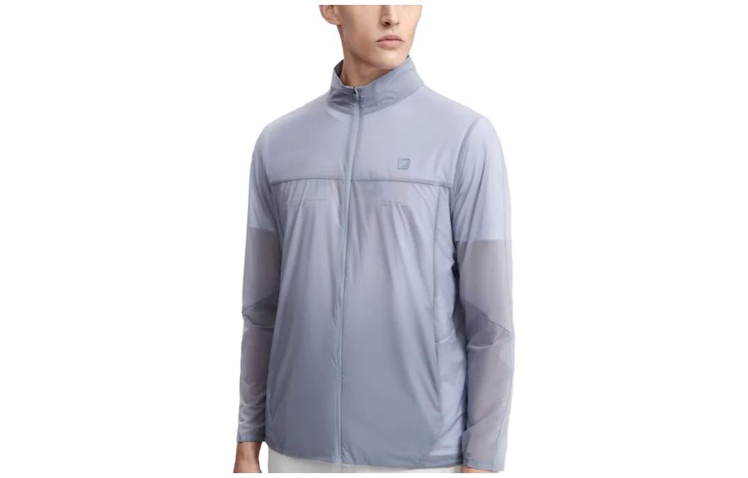 FILA Solid Color Zip-Up Jacket for Men in Gray Blue. F11M327701F-BU 圖 2