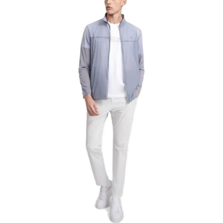 FILA Solid Color Zip-Up Jacket for Men in Gray Blue. F11M327701F-BU 圖 3