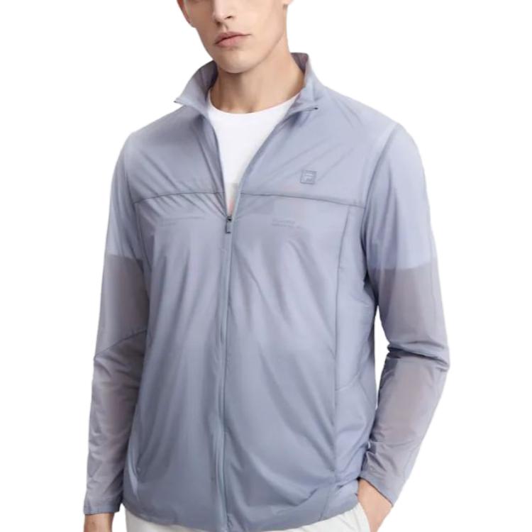 FILA Solid Color Zip-Up Jacket for Men in Gray Blue. F11M327701F-BU 圖 5