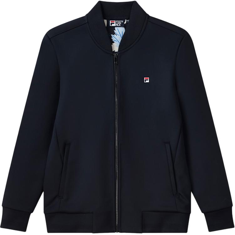 FILA Solid Color Zip-Up Jacket with Logo Patch Print - Legend Blue F51M238508F-NV