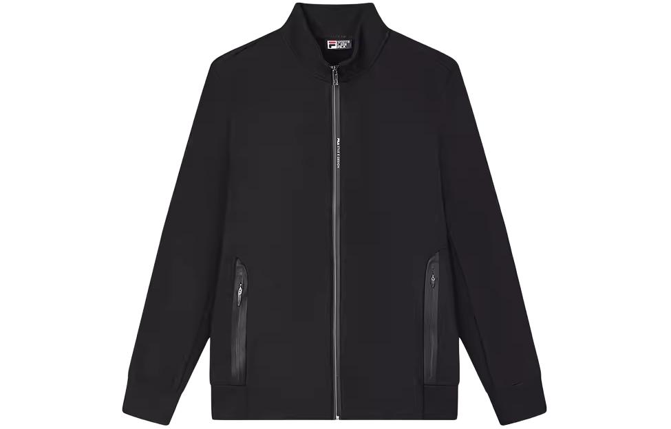 FILA Solid Color Zip-Up Stand Collar Jacket - Black F61M347501A-BK