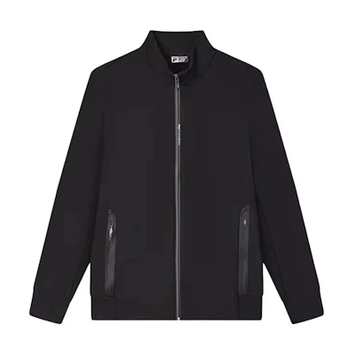 FILA Solid Color Zip-Up Stand Collar Jacket - Black F61M347501A-BK