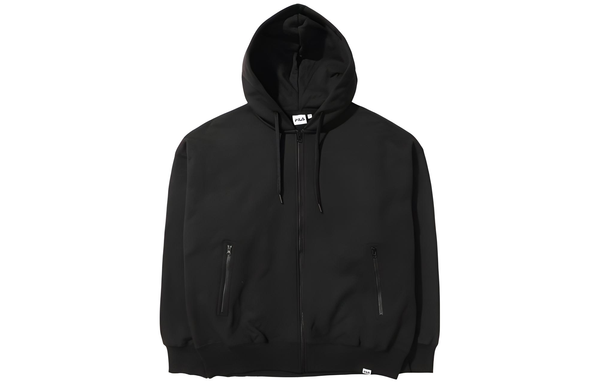 FILA Solid Color Zip-Up Sweatshirt Unisex Black FS2FTD4102X-BLK
