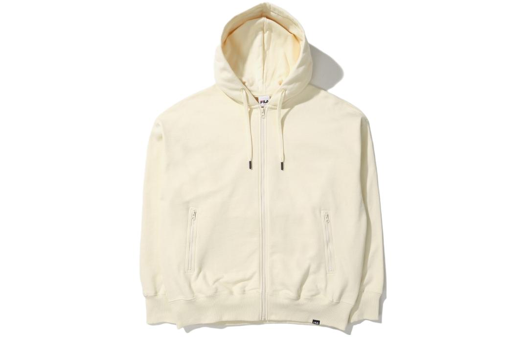 FILA Solid Color Zip Hoodie Unisex Beige FS2FTD4102X-CRM