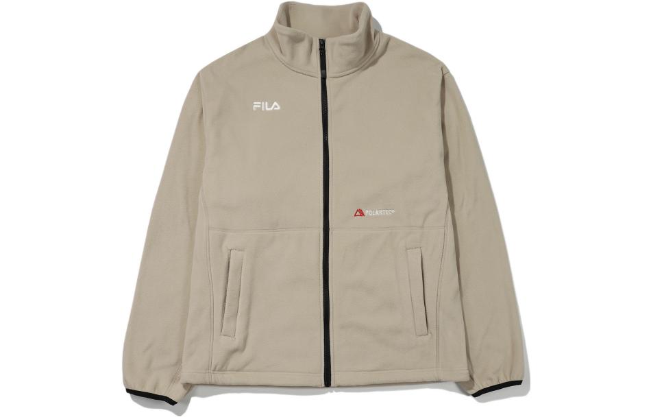 FILA Solid Color Zip Pocket Stand Collar Jacket Beige Unisex FS2FTE4210X-BEG
