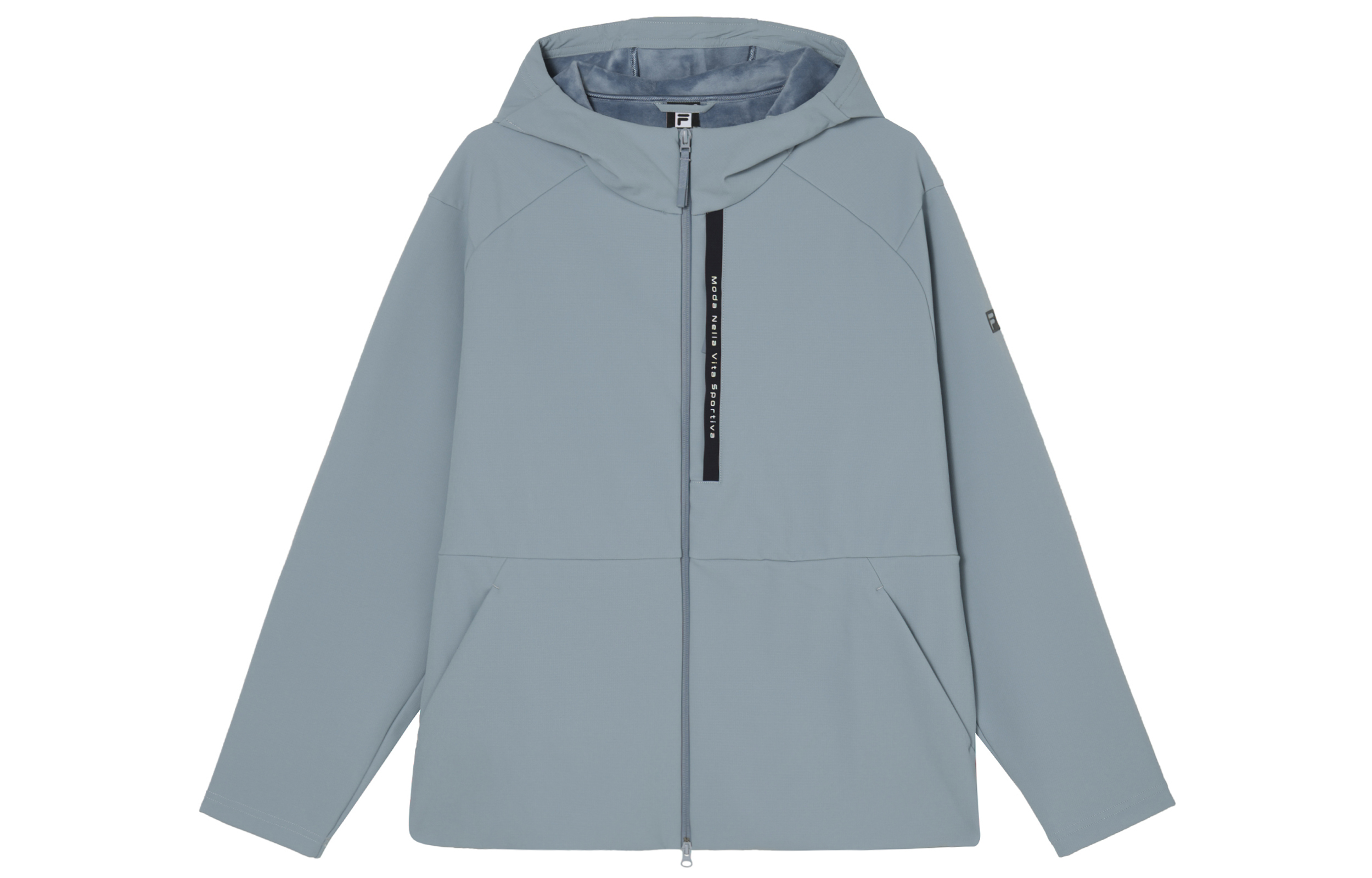 FILA Solid Hooded Fitness Woven Jacket in Star Grey Blue A11M411712F-BU