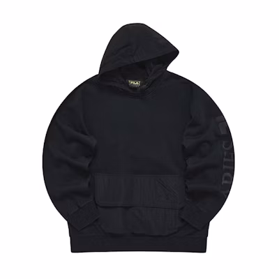 FILA Solid Letter Patch Loose Fit Hoodie Unisex - Deep Black T11U248201F-BK