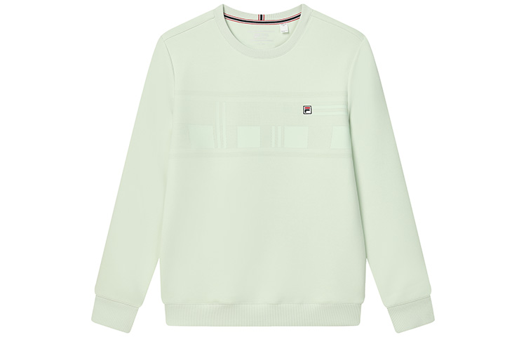 FILA Solid Logo Crewneck Knit Pullover Sweatshirt Men’s Light Green F11M241207FLG