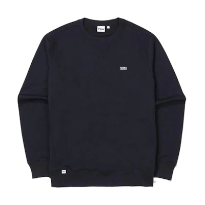 FILA Solid Logo Embroidered Crewneck Pullover Sweatshirt Unisex Navy Blue FS2POE3101X-INA
