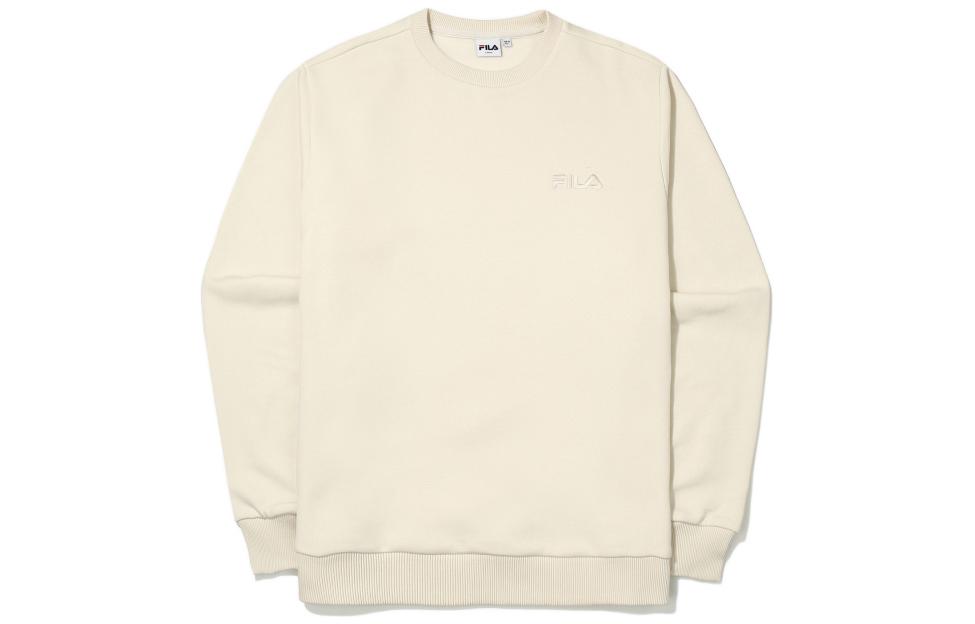 FILA Solid Logo Embroidered Crewneck Sweatshirt Beige Unisex FS2POE4101X-CRM
