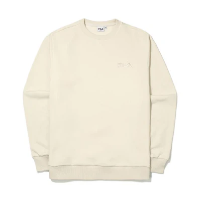 FILA Solid Logo Embroidered Crewneck Sweatshirt Beige Unisex FS2POE4101X-CRM
