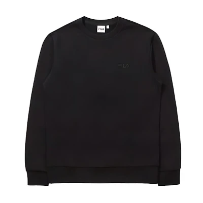 FILA Solid Logo Embroidered Crewneck Sweatshirt Unisex Black FS2POD3103X-BLK