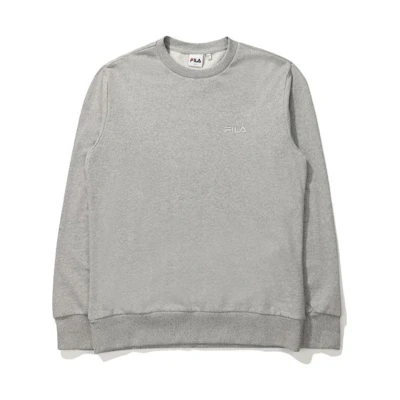 FILA Solid Logo Embroidered Crewneck Sweatshirt Unisex Grey FS2POD3103X-LML
