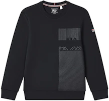 FILA Solid Logo Embroidered Knit Pullover Sweatshirt Legendary Blue F11M311210F-NV FILA Solid Logo Embroidered Knit Pullover Sweatshirt Legendary Blue F11M311210F-NV
