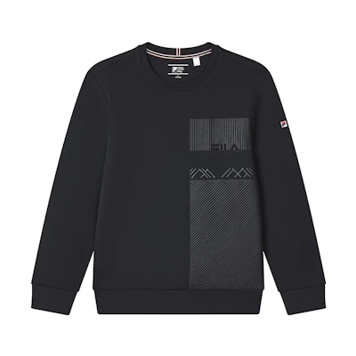 FILA Solid Logo Embroidered Knit Pullover Sweatshirt Legendary Blue F11M311210F-NV