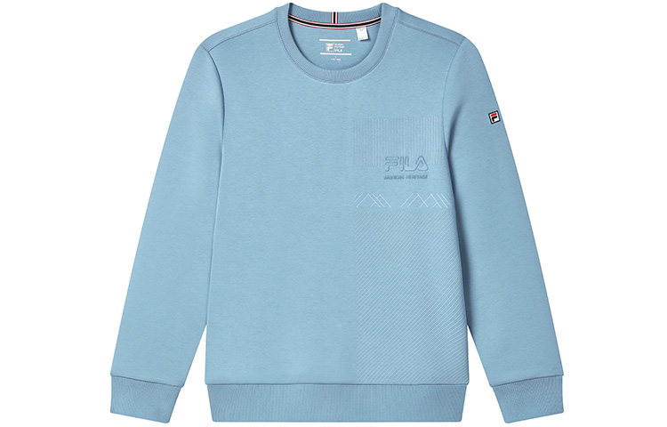 FILA Solid Logo Embroidered Knit Pullover Sweatshirt Heaven Blue F11M311210F-BU