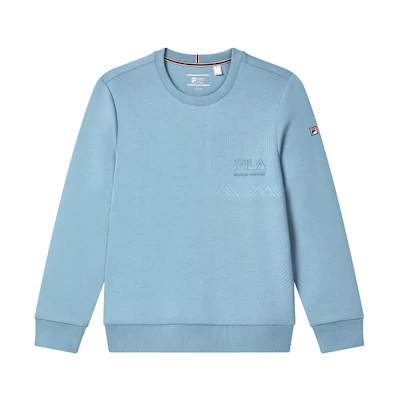 FILA Solid Logo Embroidered Knit Pullover Sweatshirt Heaven Blue F11M311210F-BU