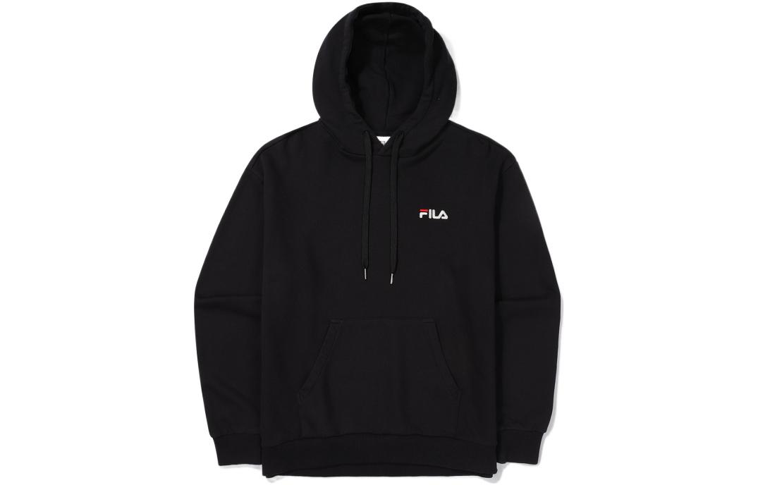 FILA Solid Logo Embroidered Pullover Hoodie Unisex Navy Blue FS2POE3108X-BLK