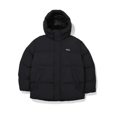 FILA Solid Logo Embroidered Zip-Up Hoodie Jacket Unisex Black FS2DJE4107X-BLK