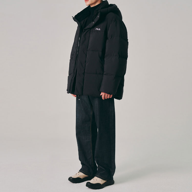 Sizing FILA Hoodie Jaket Unisex Hitam Logo Bordir Ritsleting Solid FS2DJE4107X-BLK