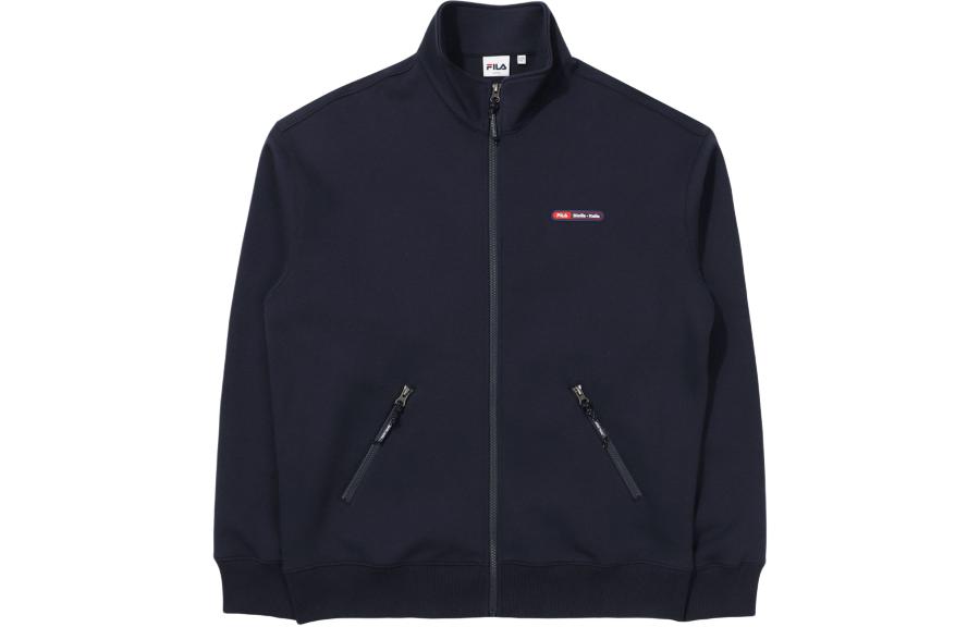 FILA Solid Logo High-Neck Zip-Up Long-Sleeve Jacket Unisex Navy Blue FS2FTE1181X-INA