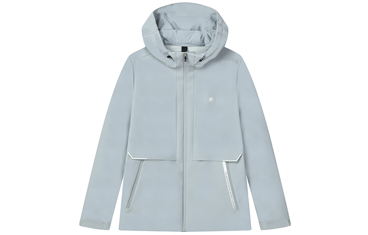 FILA Solid Logo Hooded Track Jacket - Gel Grey F11M217701F-GY