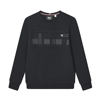 FILA Solid Logo Knit Pullover Sweatshirt Legendary Blue F11M241207FNV