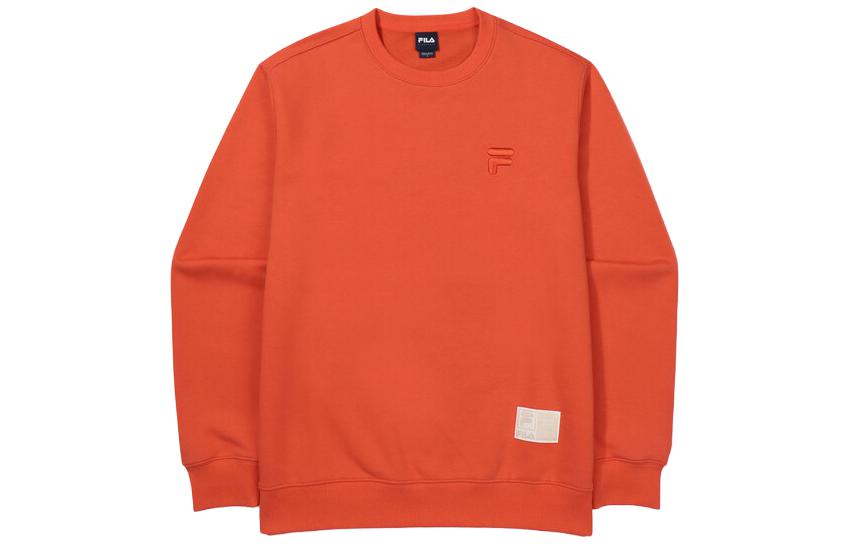 FILA Solid Logo Patch Crewneck Sweatshirt Unisex Orange FS2POF3101X-OED