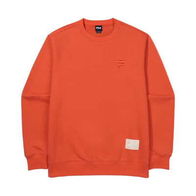 FILA Solid Logo Patch Crewneck Sweatshirt Unisex Orange FS2POF3101X-OED