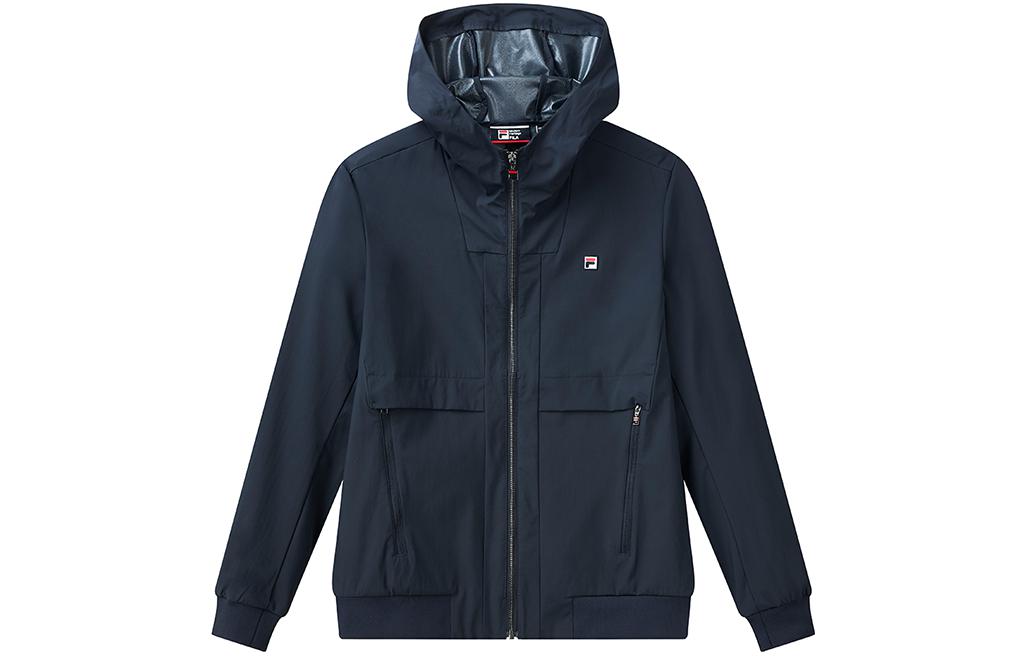 FILA Solid Logo Patch Zip-Up Hoodie Jacket - Legendary Blue F11M111705F-NV