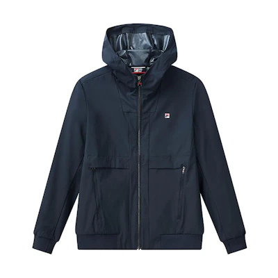 FILA Solid Logo Patch Zip-Up Hoodie Jacket - Legendary Blue F11M111705F-NV