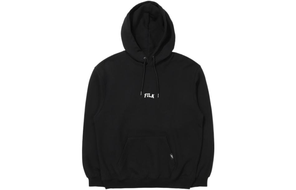 FILA Solid Logo Print Long Sleeve Hoodie Unisex - Black FE2POE6302X-BLK