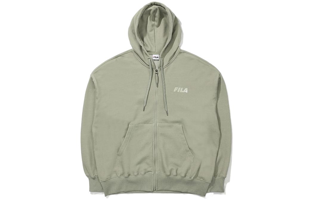 FILA Solid Logo Print Zip-Up Hoodie Men’s Gray Green FS2FTD3116X-EGY