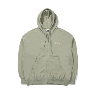 FILA Solid Logo Print Zip-Up Hoodie Men’s Gray Green FS2FTD3116X-EGY