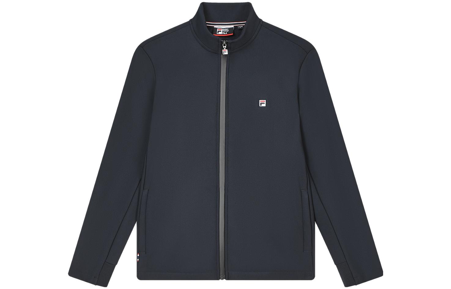 FILA Solid Logo Stand Collar Knit Jacket - Legend Blue F11M341505F-NV