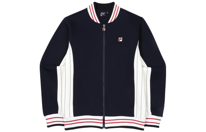FILA Solid Logo Striped Zip-Up Jacket Unisex Blue Long Sleeve FS2FTF1301X-INA