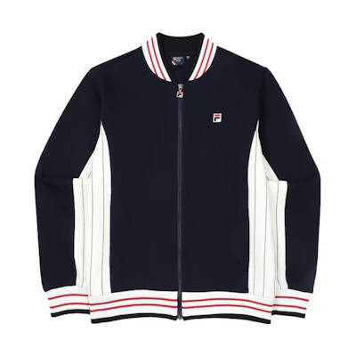 FILA Solid Logo Striped Zip-Up Jacket Unisex Blue Long Sleeve FS2FTF1301X-INA