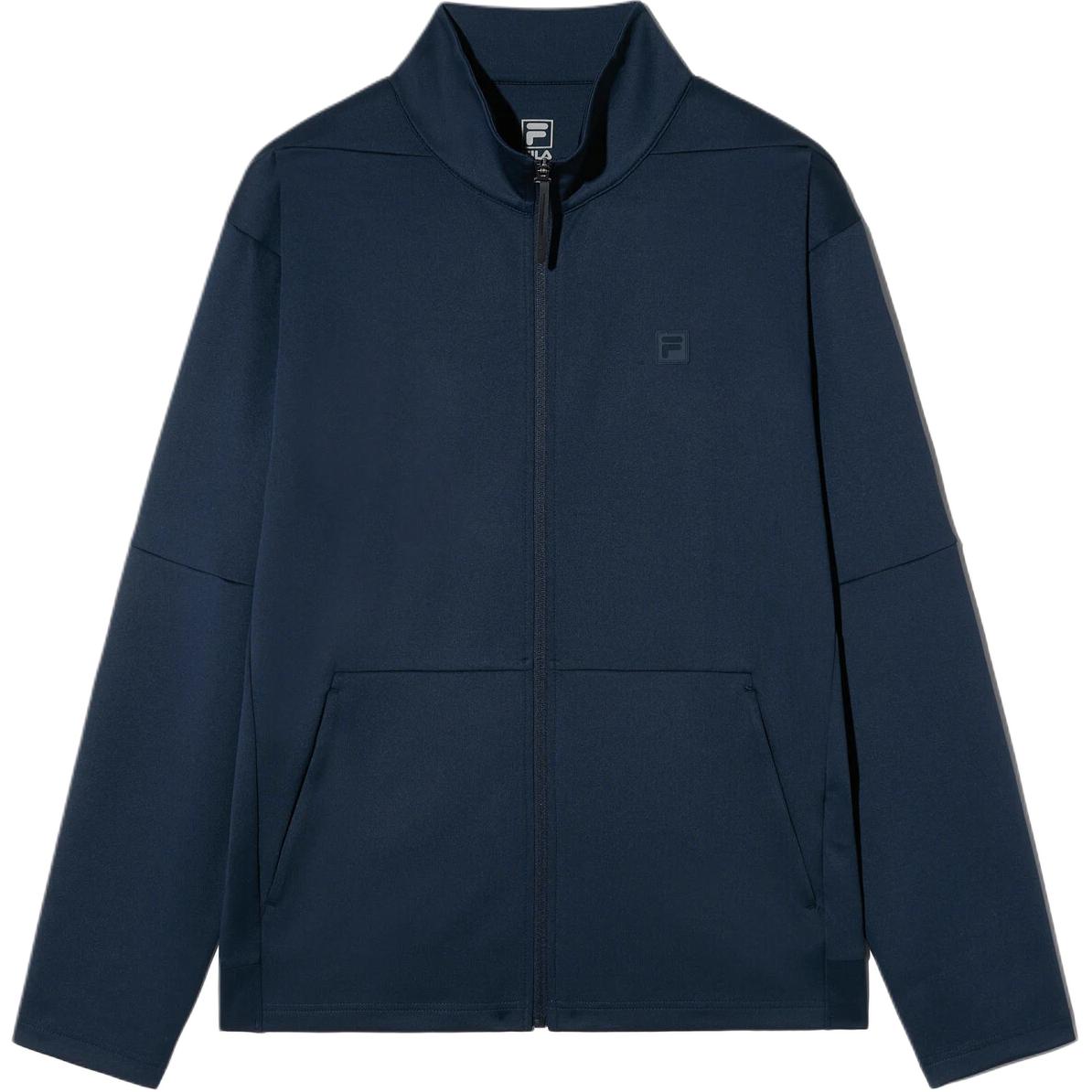 FILA Solid Logo Zip-Up High Collar Jacket Navy Blue Unisex FS2FTH1201UDNA