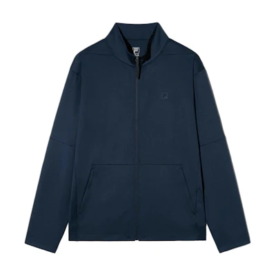 FILA Solid Logo Zip-Up High Collar Jacket Navy Blue Unisex FS2FTH1201UDNA
