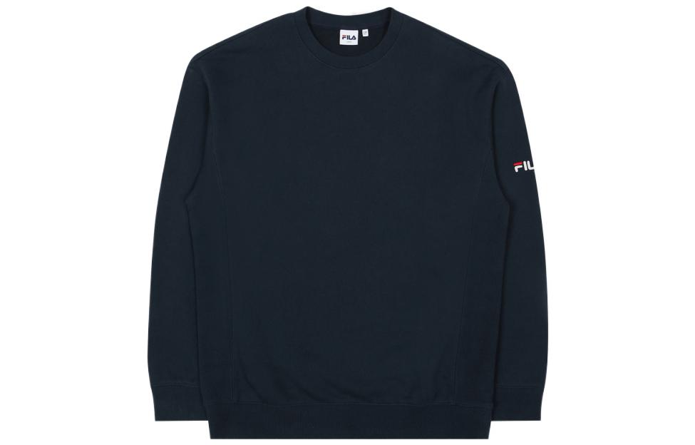 FILA Solid Navy Blue Crewneck Pullover Sweatshirt Long Sleeve FE2POC5111X-INA