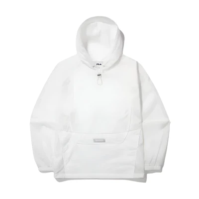 FILA Solid White Pullover Hoodie with Long Sleeves FS2POG2171F-OWH
