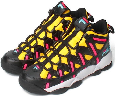 FILA斐樂 Spaghetti 減震防滑耐磨 中幫 籃球鞋 男女同款 黑黃 Lookbook FILA斐樂 Spaghetti 減震防滑耐磨 中幫 籃球鞋 男女同款 黑黃