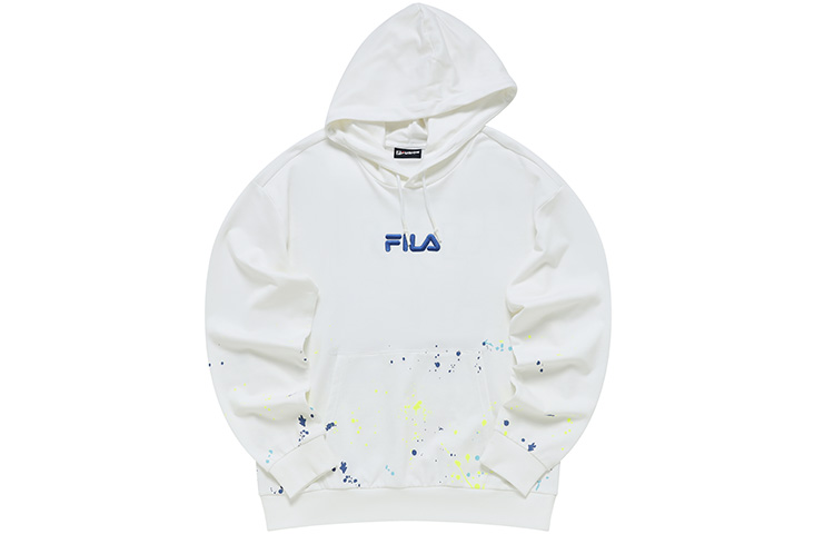 FILA Splatter Graffiti Loose Knit Pullover Hoodie Men’s Standard White T11M235204FWT