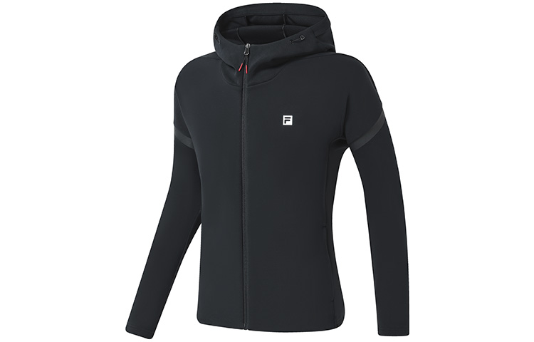 FILA Sports Knit Jacket with Colorblock Logo Design in Deep Black A11M311506FBK