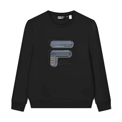 FILA SS22 Black Crewneck Sweatshirt with Logo Print F51M148236FBK