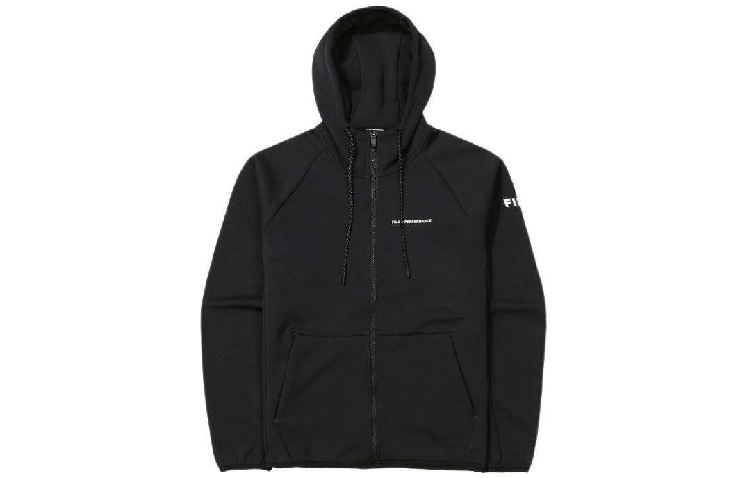 FILA SS22 Black Solid Color Zip-Up Hoodie FS2FTE3203M-BLK
