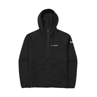 FILA SS22 Black Solid Color Zip-Up Hoodie FS2FTE3203M-BLK