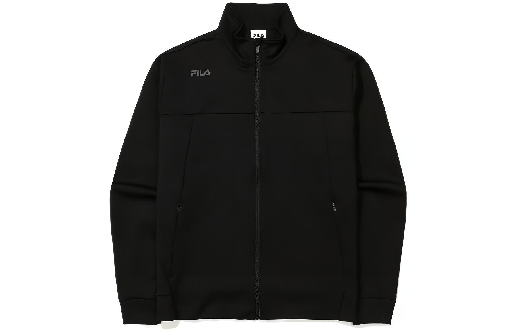 FILA SS22 Black Solid Logo Stand Collar Long Sleeve Jacket FS2FTE3201M-BLK